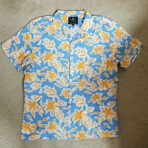 MBX Premium Goods Hawaiian Shirt Men Size XL Blue Tropical Collection